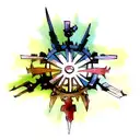 Combine elements from different anime series to create a unique and epic battle scene tattoo. tattoo design idea