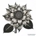 single sunflower with ocean scene tattoo design idea