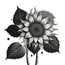 single sunflower with ocean scene tattoo design idea