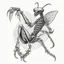 skeleton praying mantis tattoo design idea