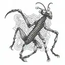 skeleton praying mantis tattoo design idea
