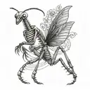 skeleton praying mantis tattoo design idea