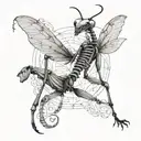 skeleton praying mantis tattoo design idea