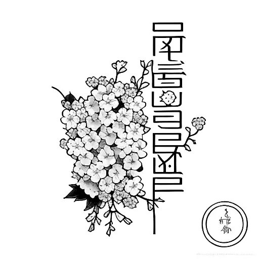 the text 'this too shall pass' with cherry blossom flowers next to it  tattoo design idea