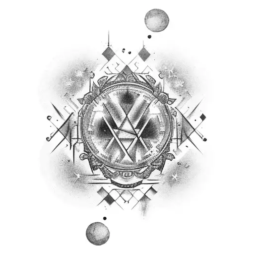 Alchemy symbols combined with tears in ampoules tattoo design idea