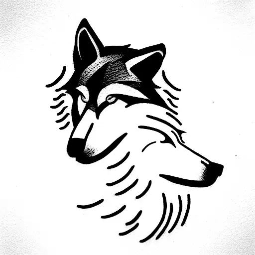 wolf and crow tattoo design idea