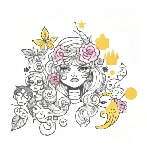 girly flash sheet tattoo design idea