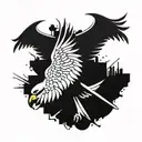 A stylized 1973 in a graffiti font with a soaring hawk in the background tattoo design idea