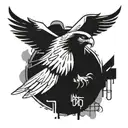 A stylized 1973 in a graffiti font with a soaring hawk in the background tattoo design idea
