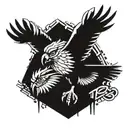 A stylized 1973 in a graffiti font with a soaring hawk in the background tattoo design idea