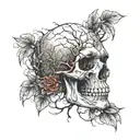 skull face tattoo design featuring elements like trees tattoo design idea