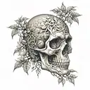 skull face tattoo design featuring elements like trees tattoo design idea