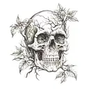 skull face tattoo design featuring elements like trees tattoo design idea