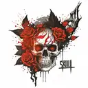 skull face tattoo design featuring elements like trees tattoo design idea