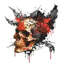 skull face tattoo design featuring elements like trees tattoo design idea