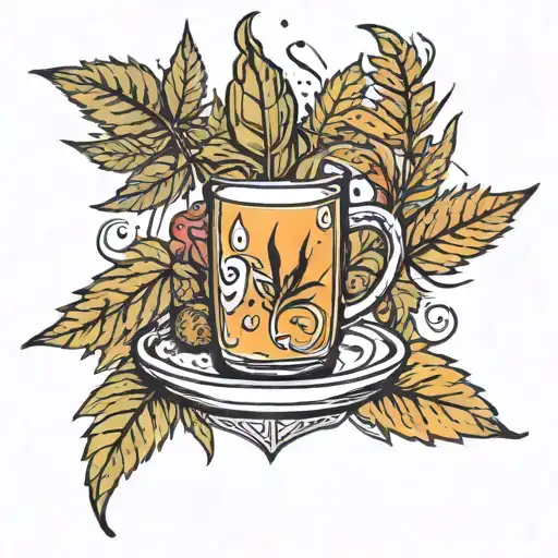 Combine Juice Wrld's signature symbols with marijuana buds and a rolling tray in a detailed tattoo design tattoo design idea