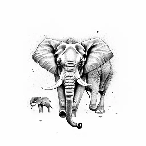elephant and giraffe  tattoo design idea
