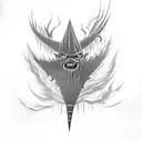 A black-grey tattoo of Harry Potter riding a broomstick through a storm of Dementors, with lightning bolts crackling in the background tattoo design idea