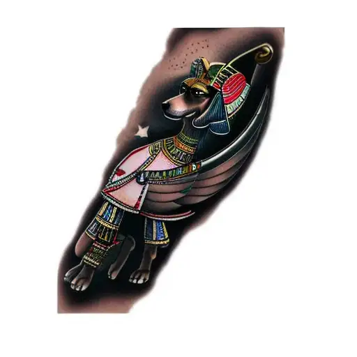 an egyptian dog tattoo design idea