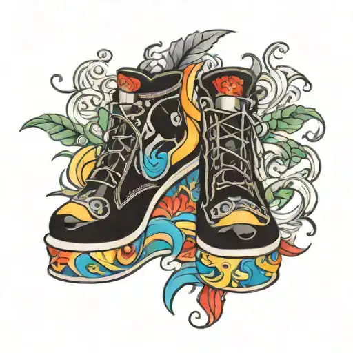 rainbow platform shoes tattoo design idea