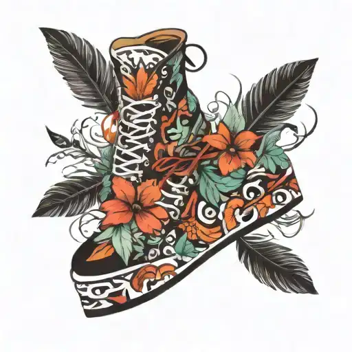 feather platform shoes tattoo design idea