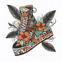 feather platform shoes tattoo design idea