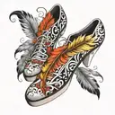 feather platform shoes tattoo design idea