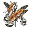 feather platform shoes tattoo design idea