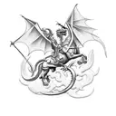 Create a bold and powerful tattoo combining Saint George and a dragon in a blackwork style tattoo design idea