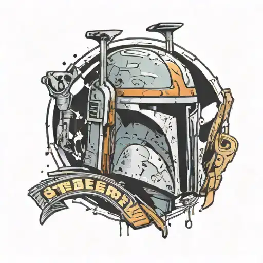 Create a tattoo design inspired by Boba Fett from Star Wars, but with a twist - incorporate elements of the Pittsburgh Steelers logo and colors to make it unique and personalized tattoo design idea
