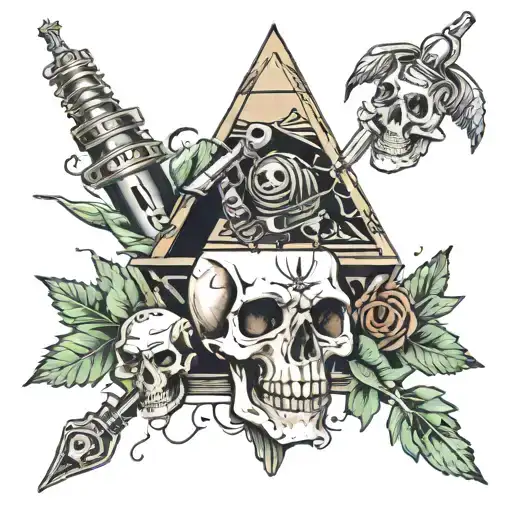 pyramid skull syringe meth pipe weed leaf tornado lion money tattoo design idea
