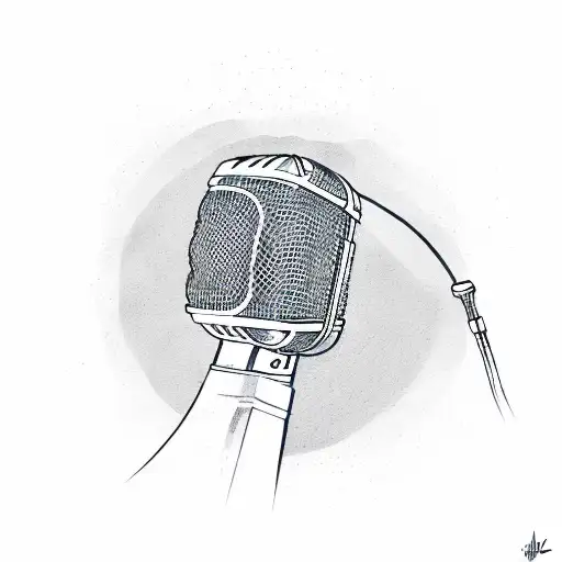 A sketch-style illustration of a microphone with Taylor Swift lyrics as soundwaves tattoo design idea