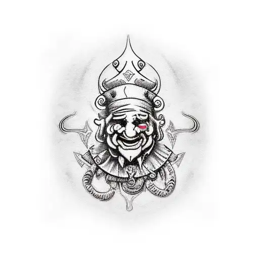 jester life's a game of chance dark forearm sleeve  tattoo design idea