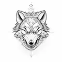 evil wolf with no pupils showing teeth tattoo design idea