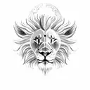 Half lion roaring half cross. Lamb at the bottom of lion looking to the lion. And a dove above the lion flying up. tattoo design idea
