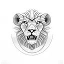 Half lion roaring half cross. Lamb at the bottom of lion looking to the lion. And a dove above the lion flying up. tattoo design idea
