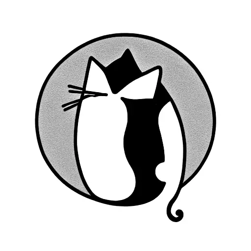 minimalist fat cat tattoo design idea