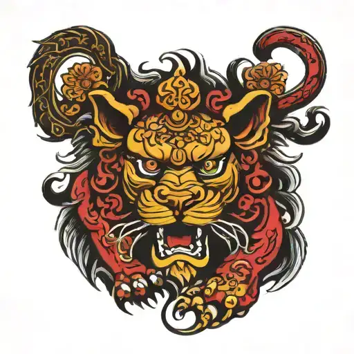 Tibetan snow lion  tattoo design idea