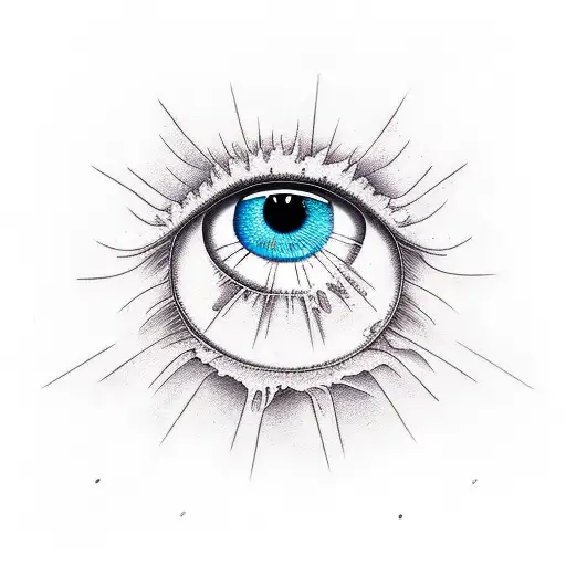 cloud storm and eye tattoo design idea