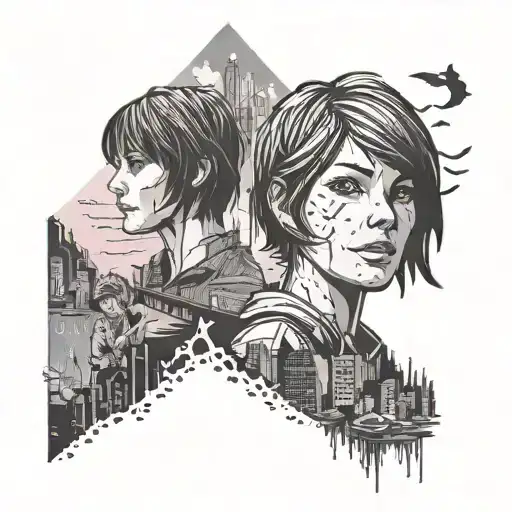 A collage of different scenes from the Life is Strange video game tattoo design idea
