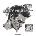  ending scene of fight club and the quote underneath saying only after we've lost everything we're free to do anything tattoo design idea
