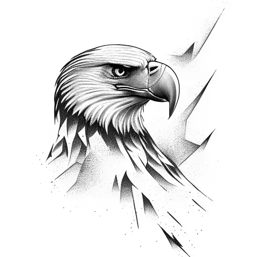 A majestic eagle soaring through a dense forest tattoo design idea