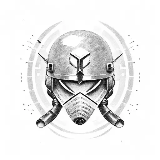 A soldier's helmet with a coffee bean pattern, symbolizing the warrior's reliance on caffeine for protection tattoo design idea