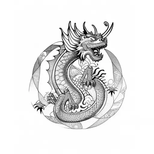 realistic, Dragon bull polinesic maori, pachamama, travel, daughter, family tattoo design idea