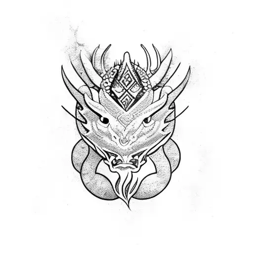 realistic, Dragon bull polinesic maori, pachamama, travel, daughter, family tattoo design idea