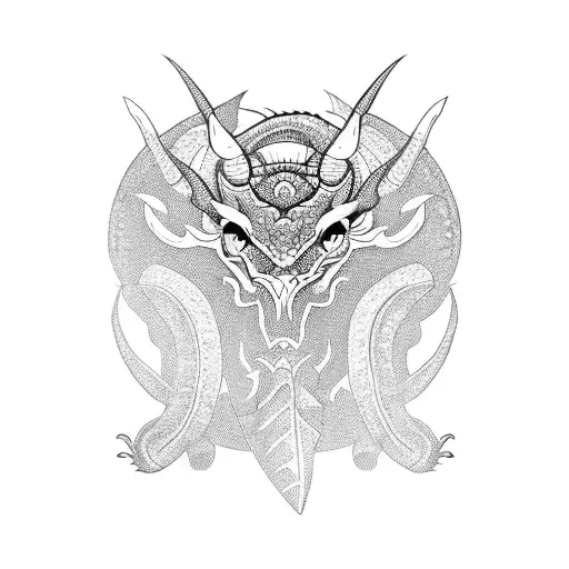 Dragon bull polinesic maori, pachamama, travel, daughter, family tattoo design idea