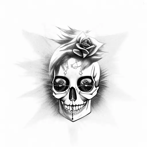 punk girl skull gothic horror tattoo design idea