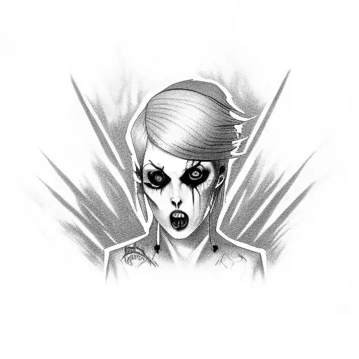 punk girl scream gothic horror tattoo design idea