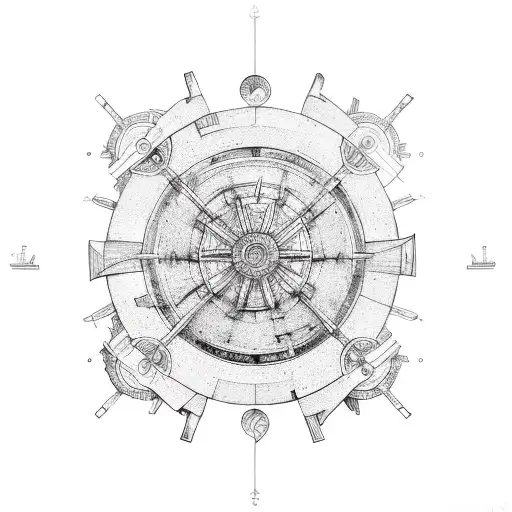 ship wheel tattoo design idea