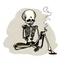 sad skeleton smoking a cigeratte tattoo design idea